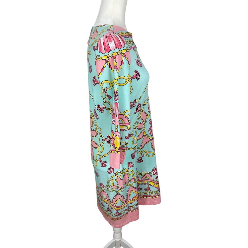 Barbara Gerwit Printed Dress Shells Chains Resort Wear Coastal Women's Sz Medium - Picture 5 of 15